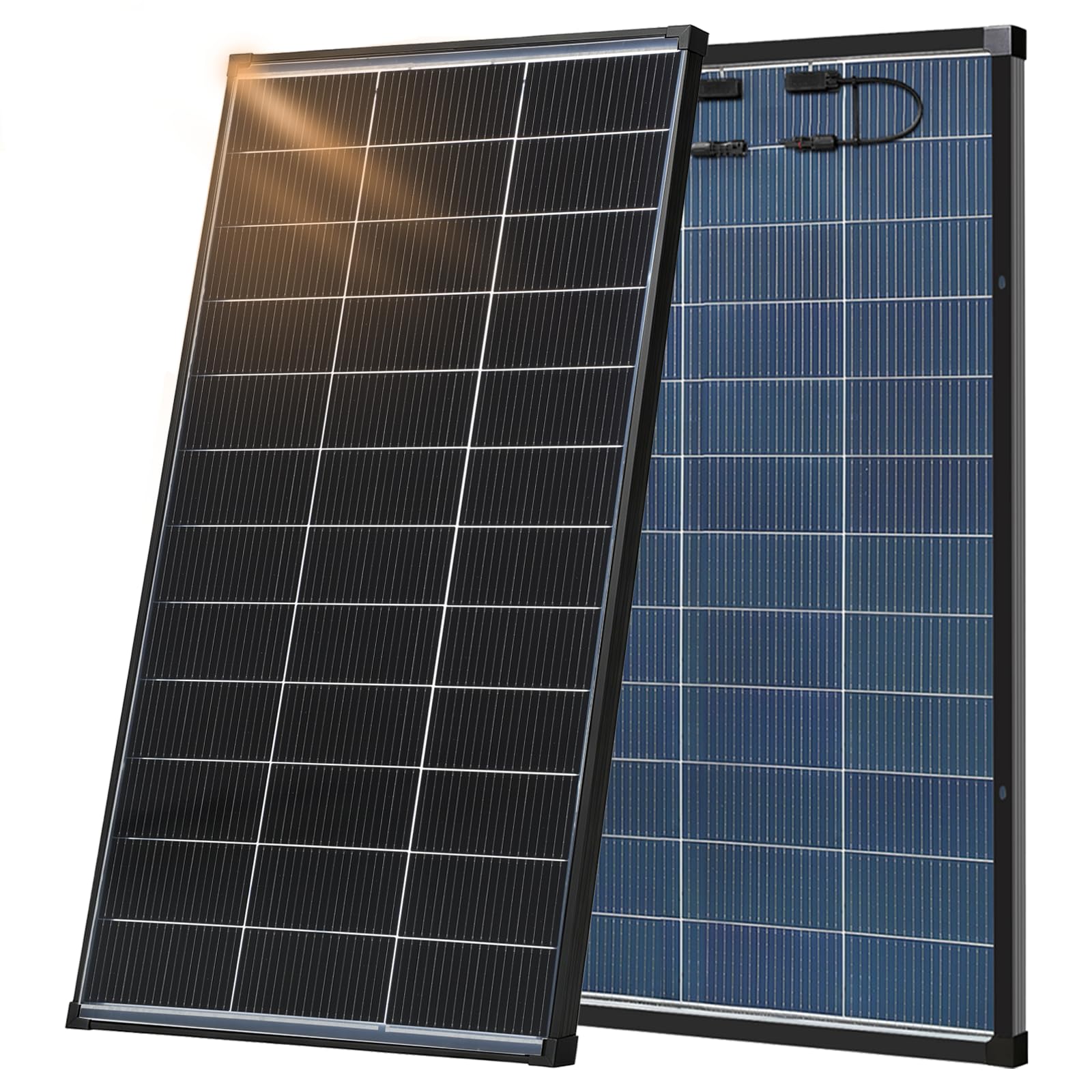 AeternaSol front view showing panel face and branding, clean efficient power