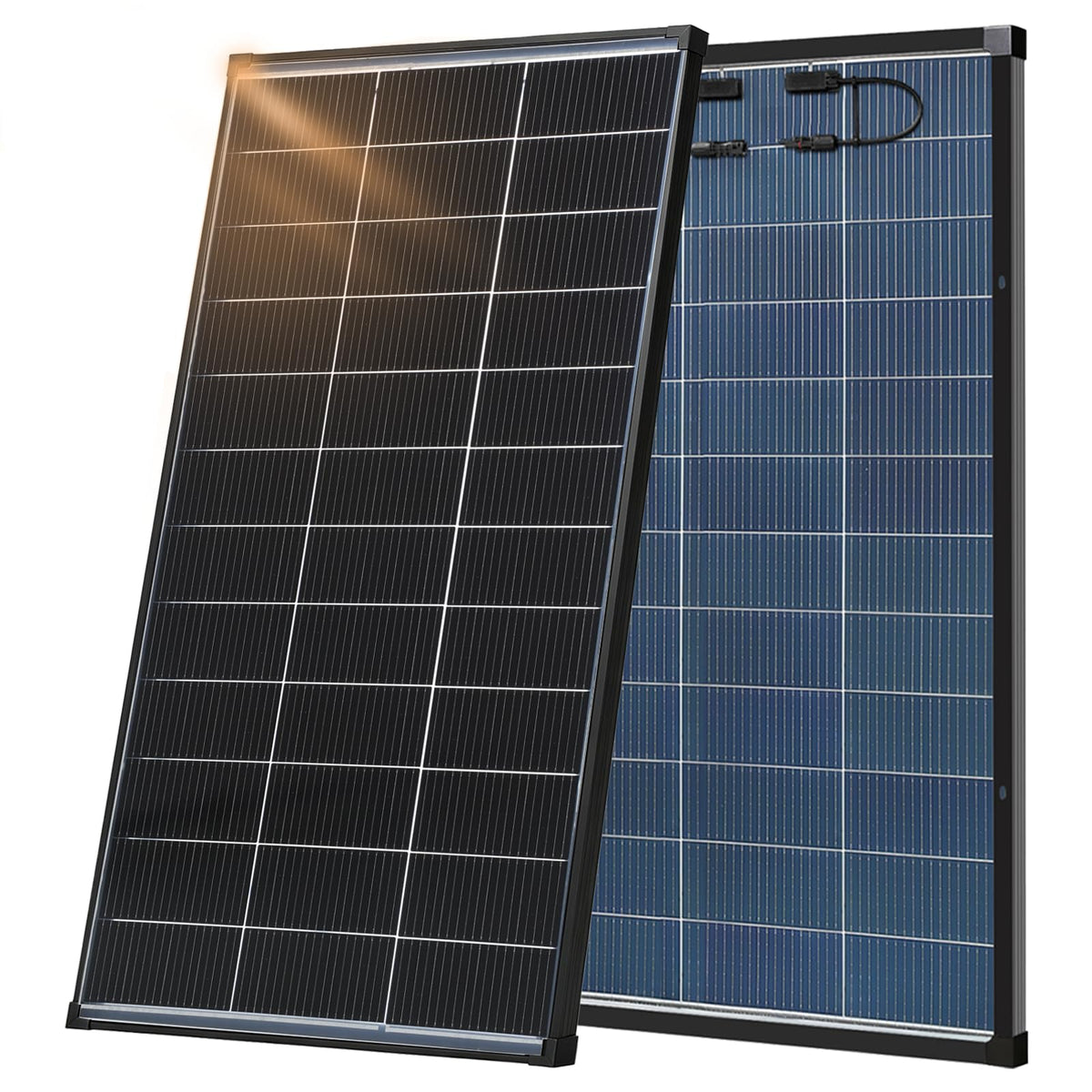 AeternaSol front view showing panel face and branding, clean efficient power