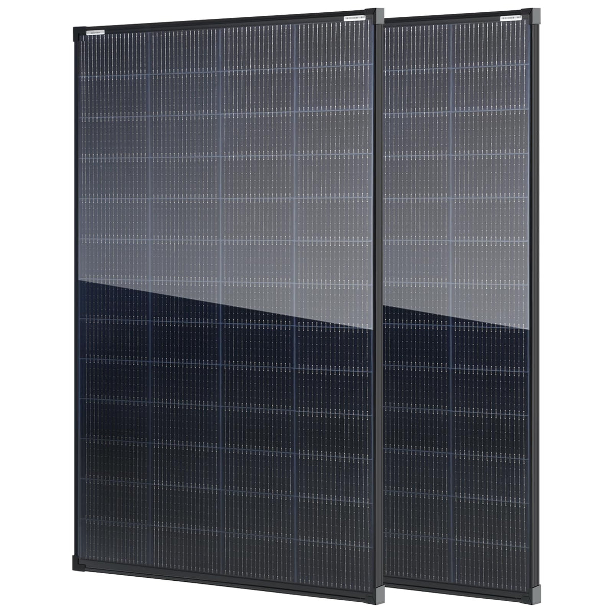 AeternaSol front view of 400W panel showing compact high-efficiency layout and performance