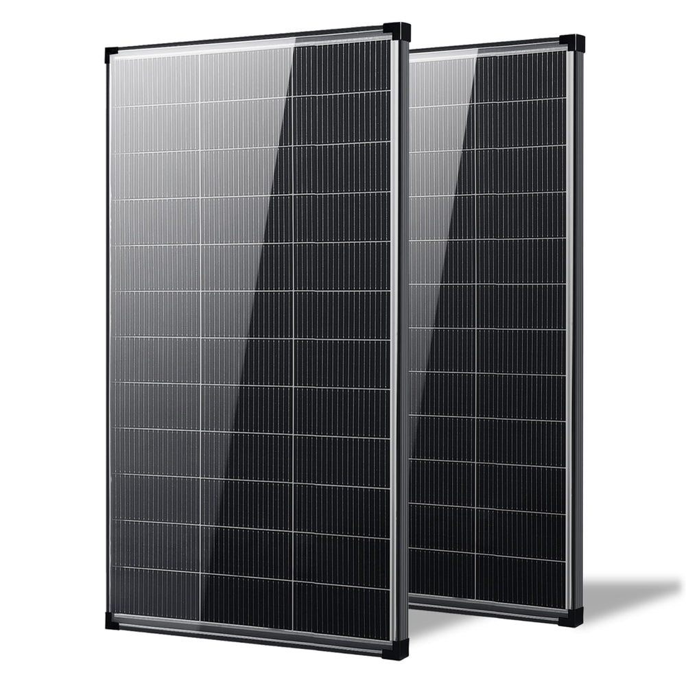 AeternaSol front view of two 200W panels showing compact kit and reliable output