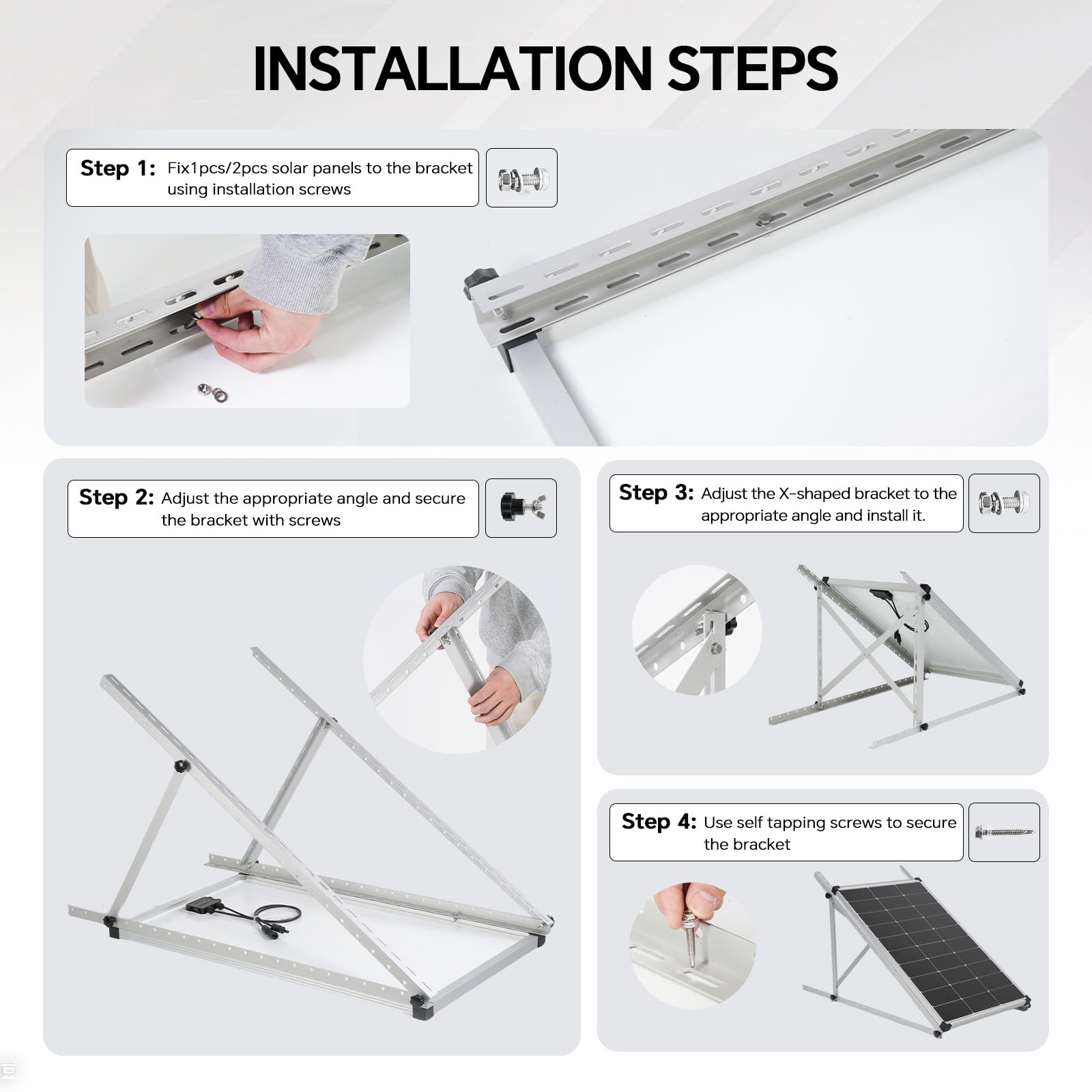 AeternaSol package contents with bolts and nuts highlighting straightforward installation