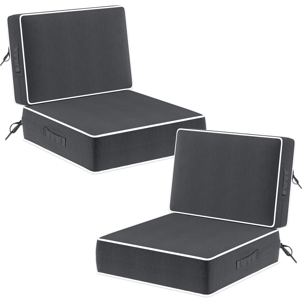 Aevum azn front view of two 24x24 seat cushions and two back cushions showing full set benefits