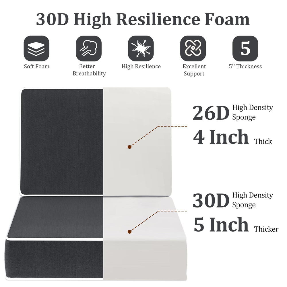 Aevum azn cushion next to ruler to show 5-inch thickness and sizing clarity