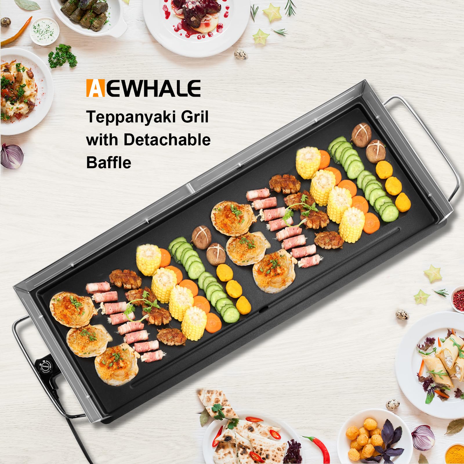 AEWHALE in-use teppanyaki scene cooking pancakes and vegetables for family meals