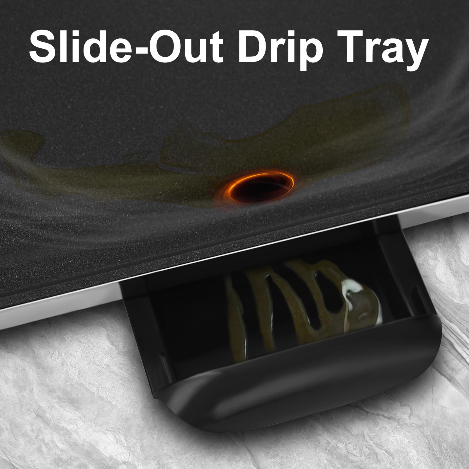 AEWHALE griddle on kitchen counter next to plates showing real-life size and scale