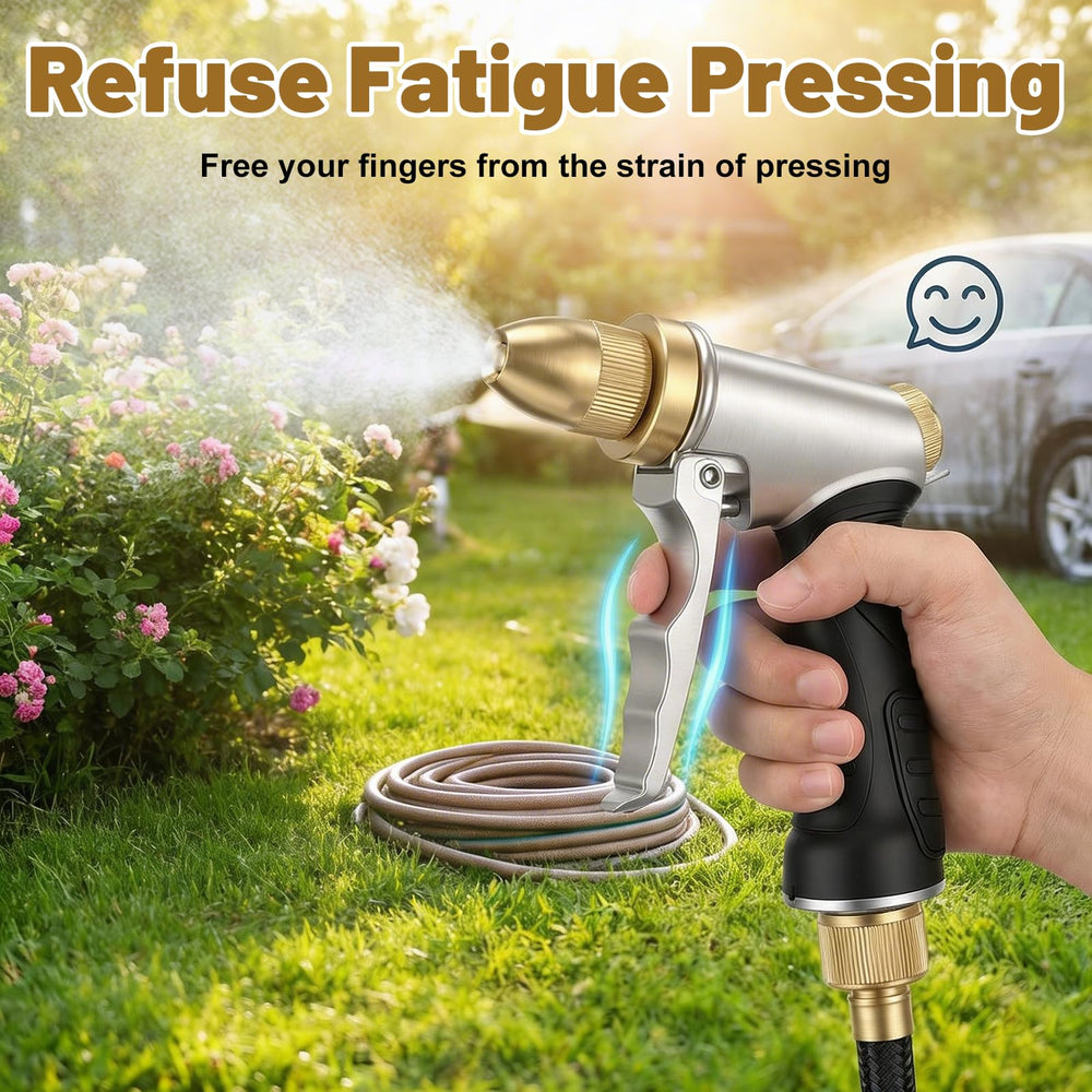 Afcabakila nozzle producing gentle mist over potted plants for even watering without damage