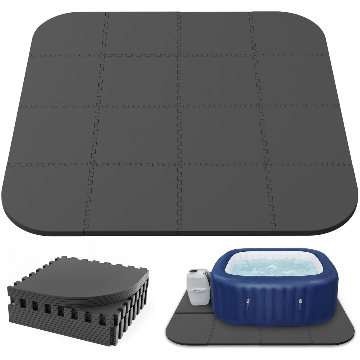 AFFLUENT front view of mat showing full cover and protection benefit