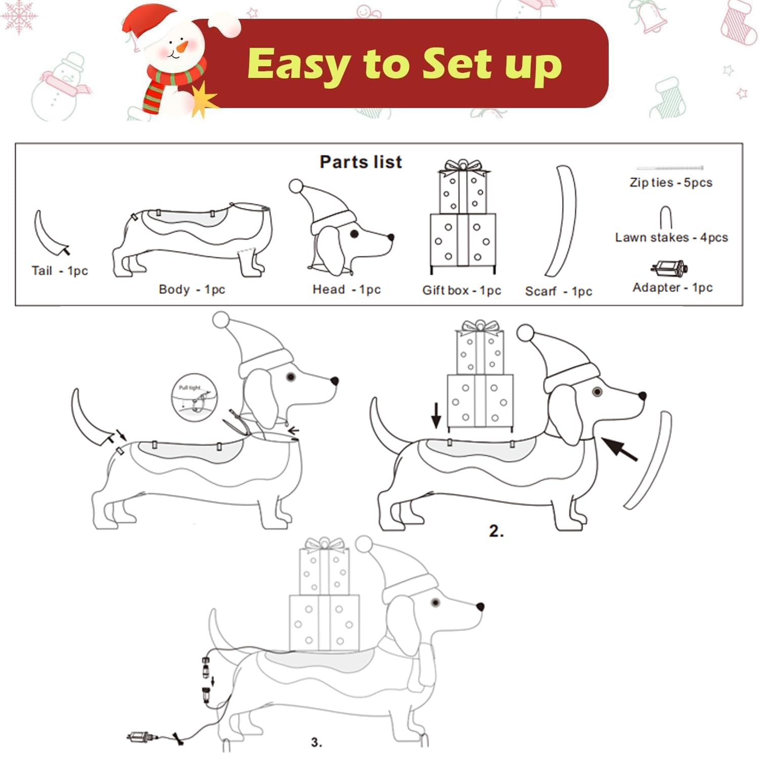 Afirst dachshund gift box detail highlighting festive color accents