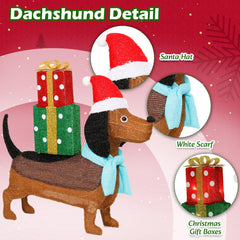 Afirst dachshund displayed on porch creating welcoming holiday atmosphere