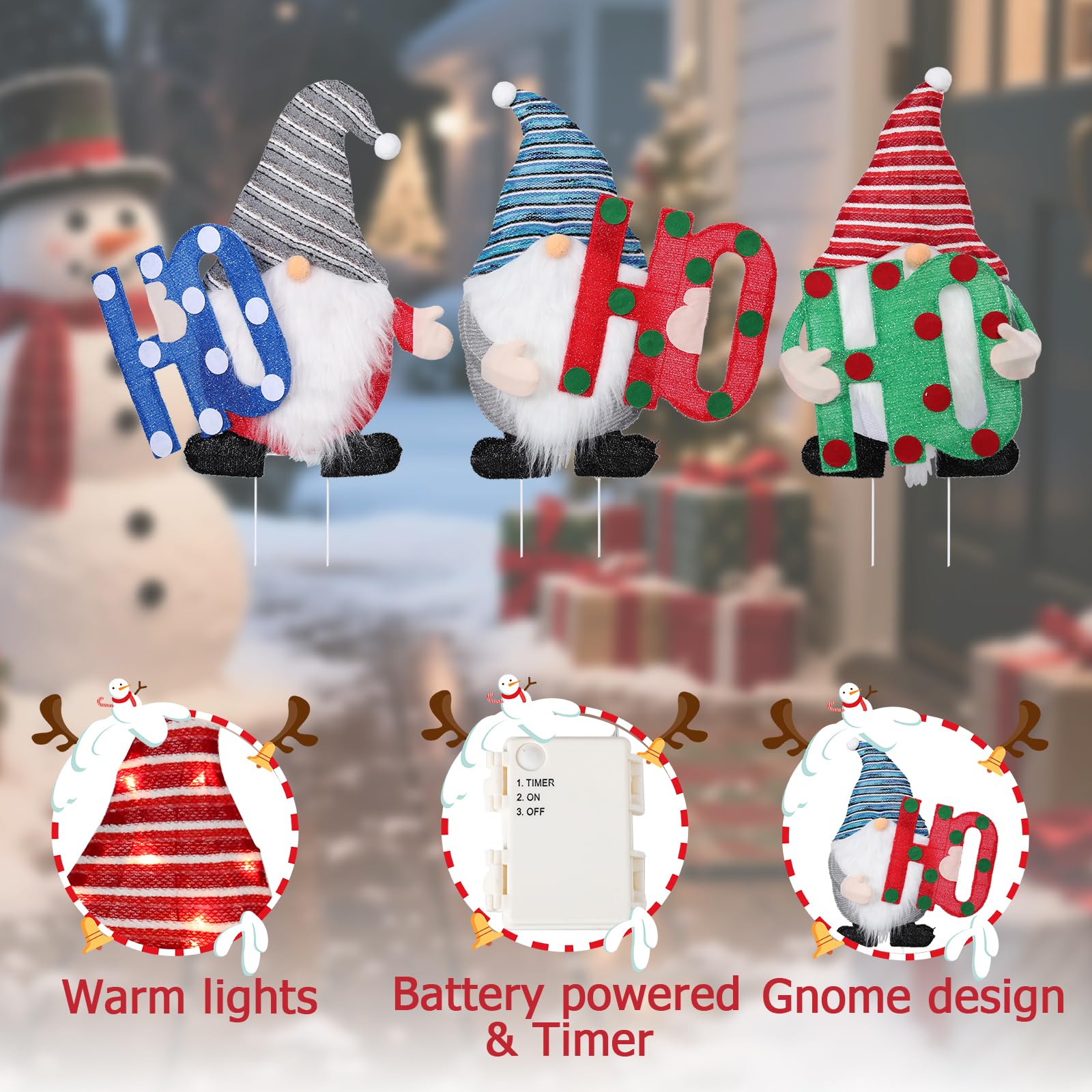 Afirst gnomes on porch demonstrating easy placement and instant holiday charm
