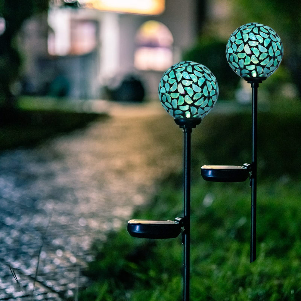 Afirst nighttime glow along pathway creating safe decorative illumination