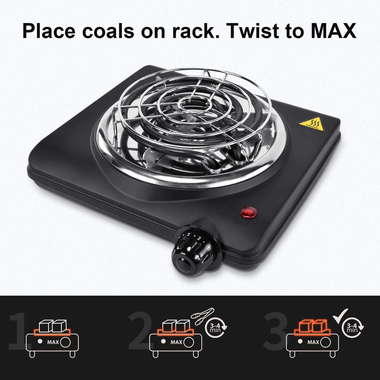 Afoosoo stainless rack holding charcoal for safer handling and fast lighting