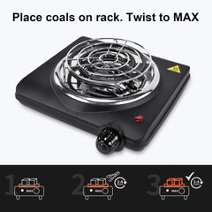 Afoosoo stainless rack holding charcoal for safer handling and fast lighting
