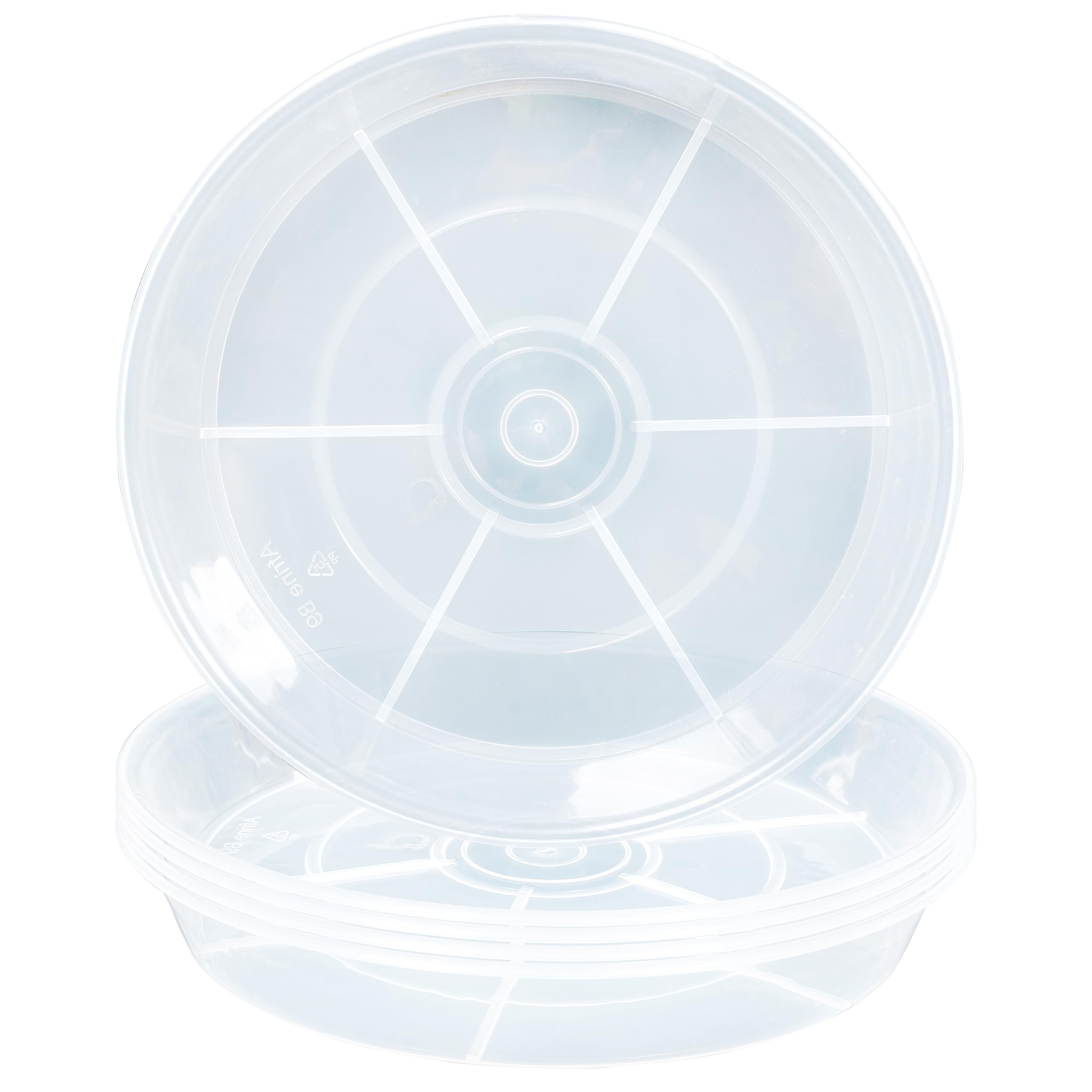 Afrine clear 14-inch saucers front view protecting surfaces