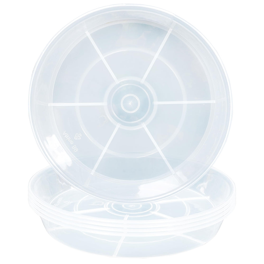 Afrine clear 14-inch saucers front view protecting surfaces