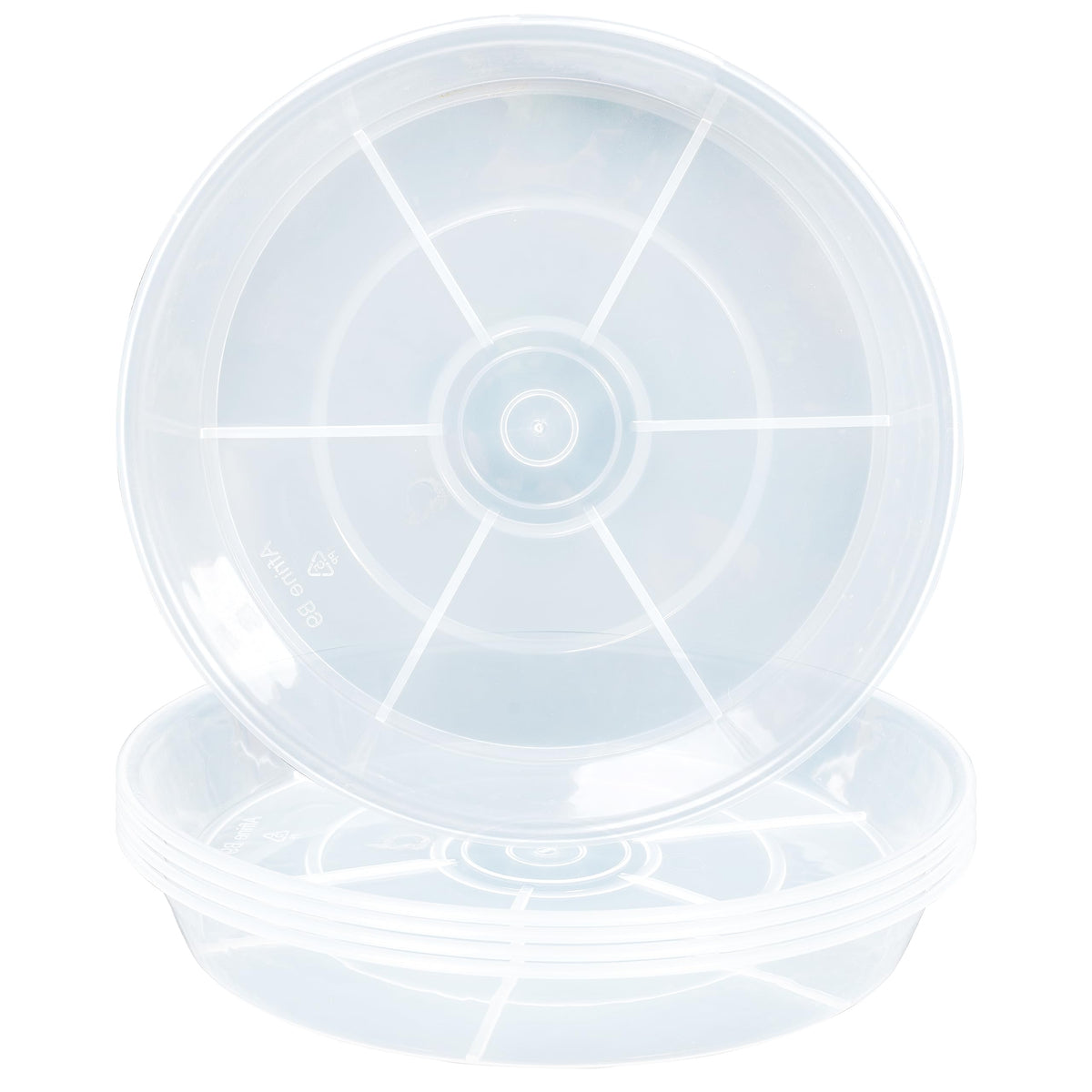Afrine clear 14-inch saucers front view protecting surfaces
