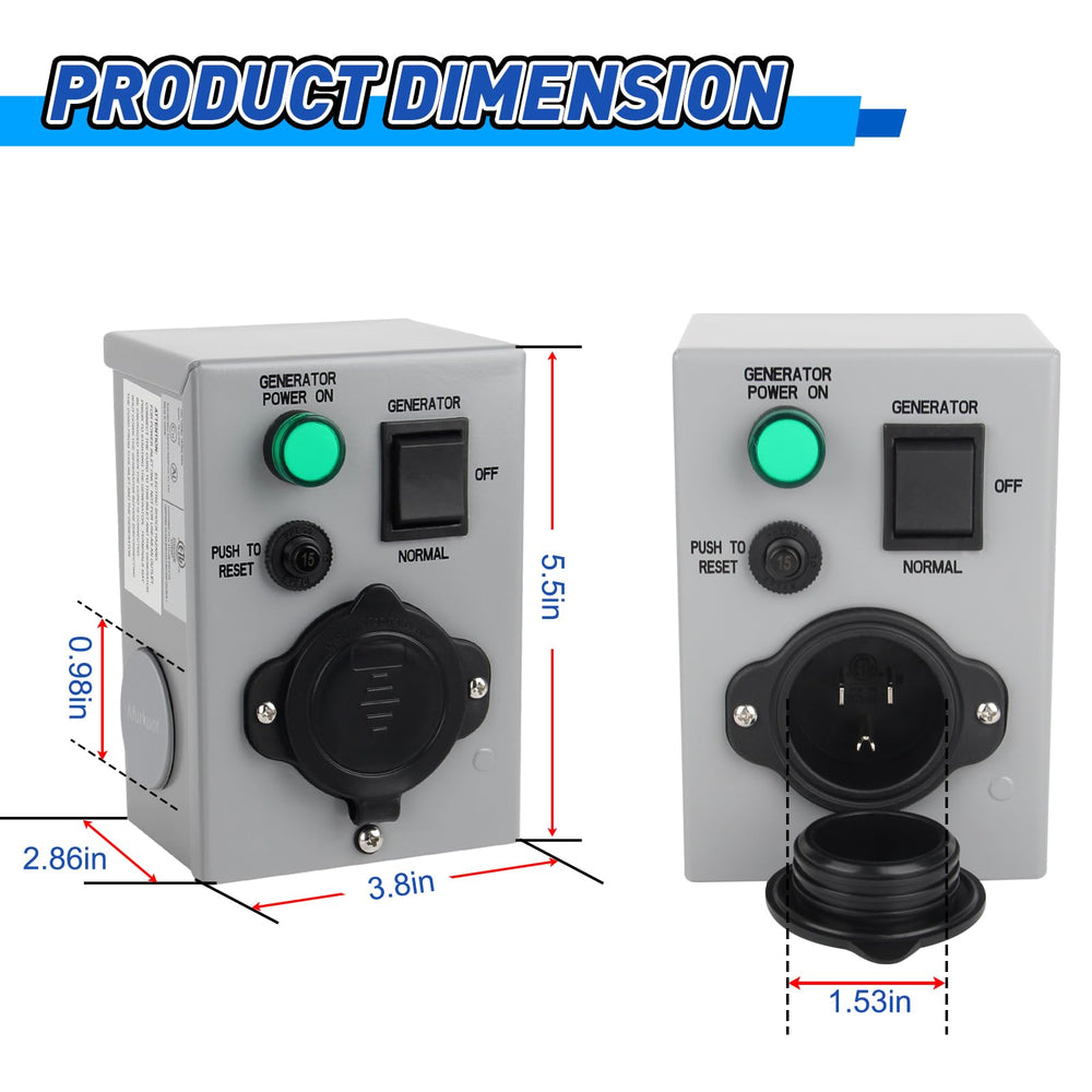 Afurkuot lit indicator and reset button confirming generator power