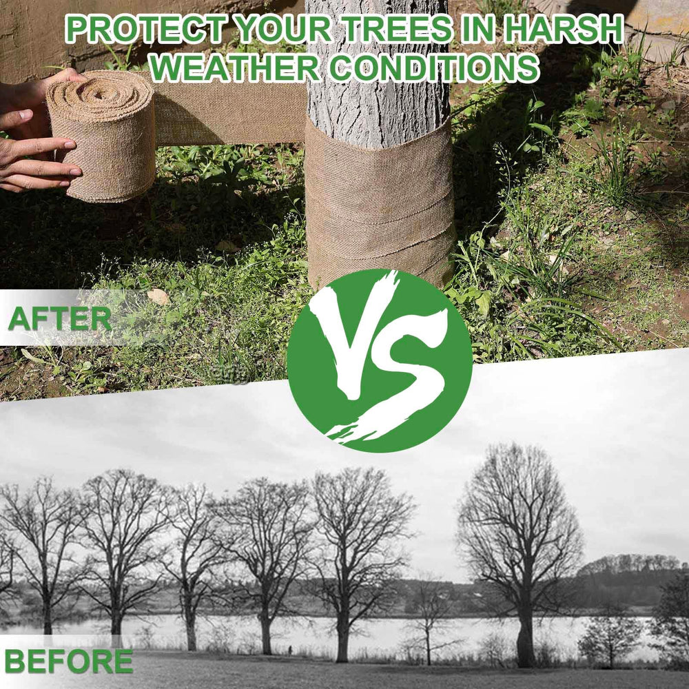 Agfabric burlap roll unrolled to show scale and generous length for multiple trees