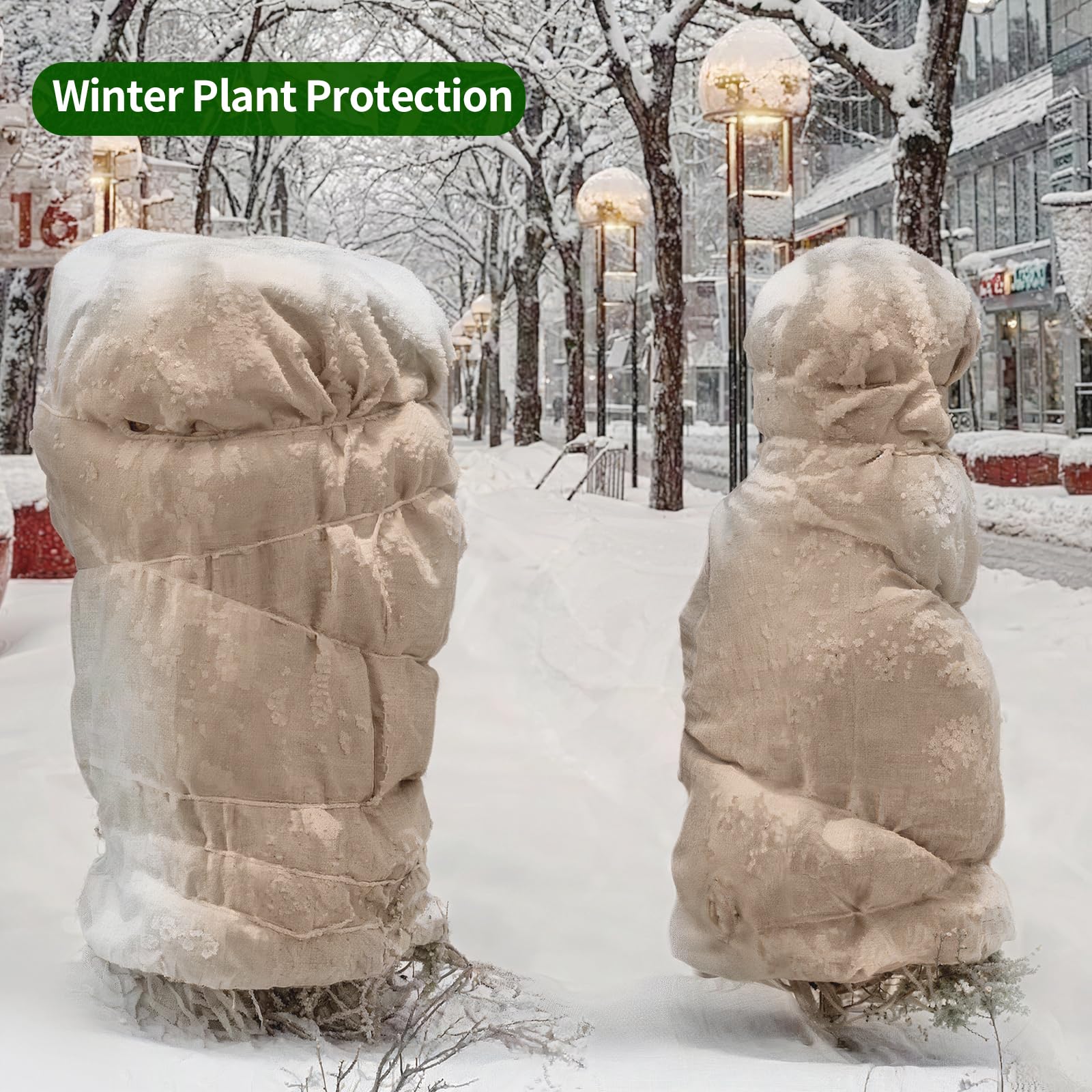 Agfabric burlap wrapped around tree trunk demonstrating frost and wind protection benefits