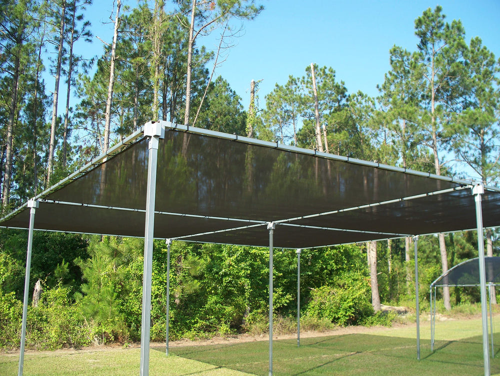 Agfabric covering potted plants providing filtered light benefit