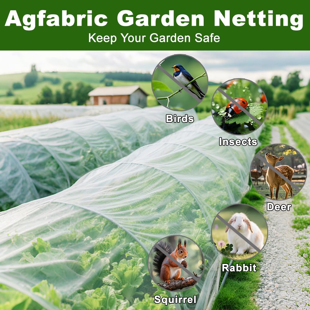 Agfabric netting next to a handrail for scale demonstrating full coverage area
