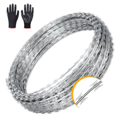 AggFencer front view of 49ft razor wire roll showing durable galvanized finish