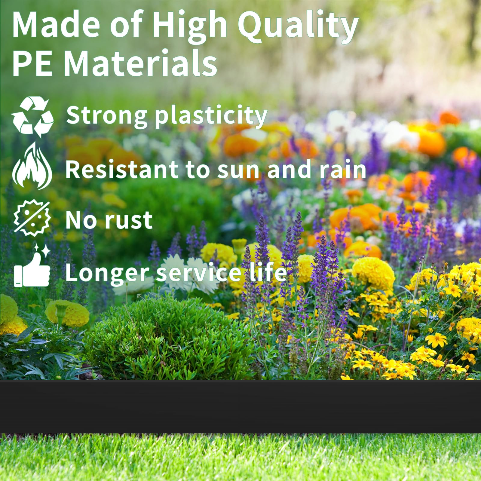 AggFencer edging between lawn and flowerbed keeping grass out of beds