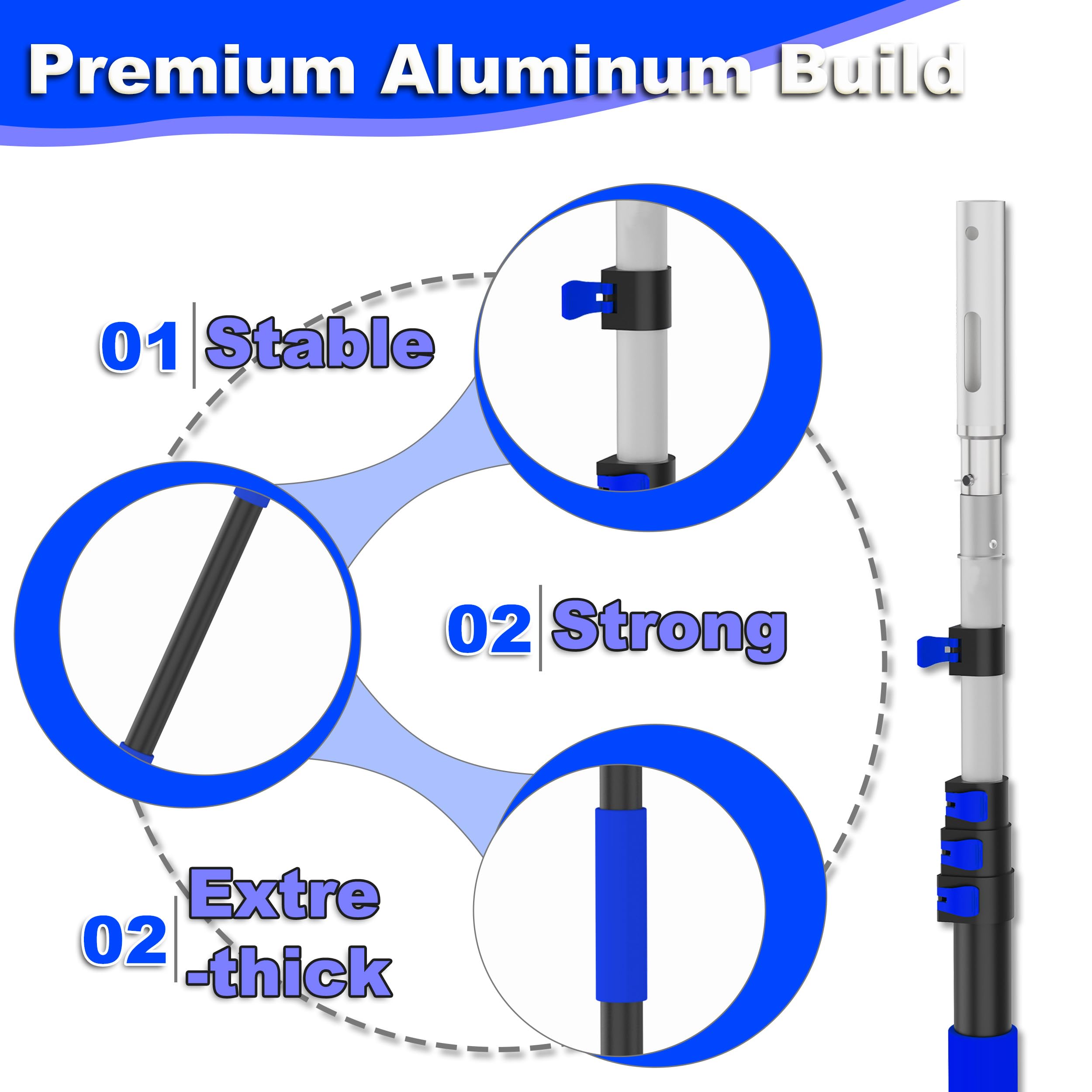 AgiiMan pole connection port 1-1/4 inch and 3/4 inch thread, wide accessory compatibility