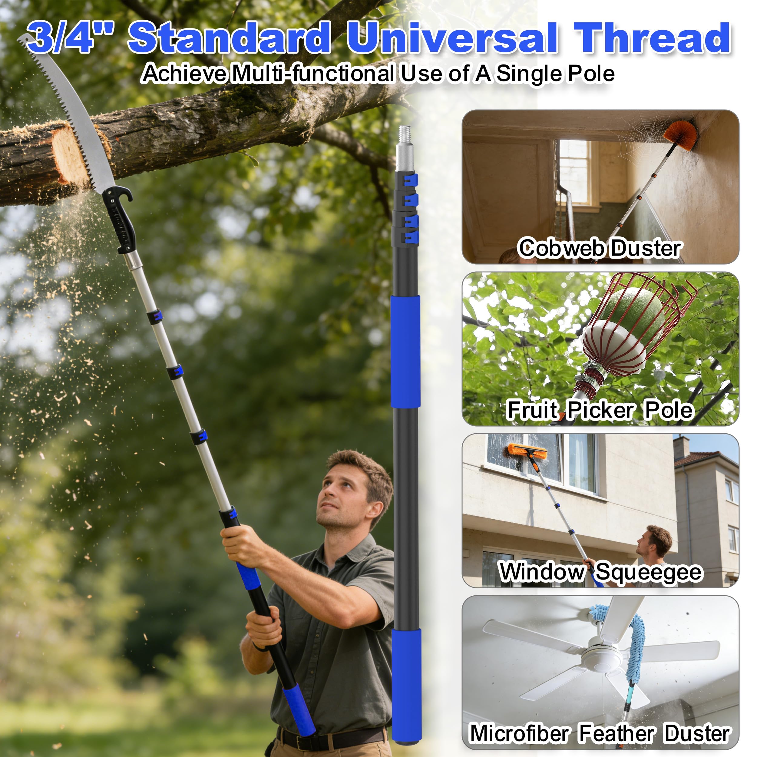 AgiiMan pool pole collapsed to 4 ft beside storage shelf, easy compact storage