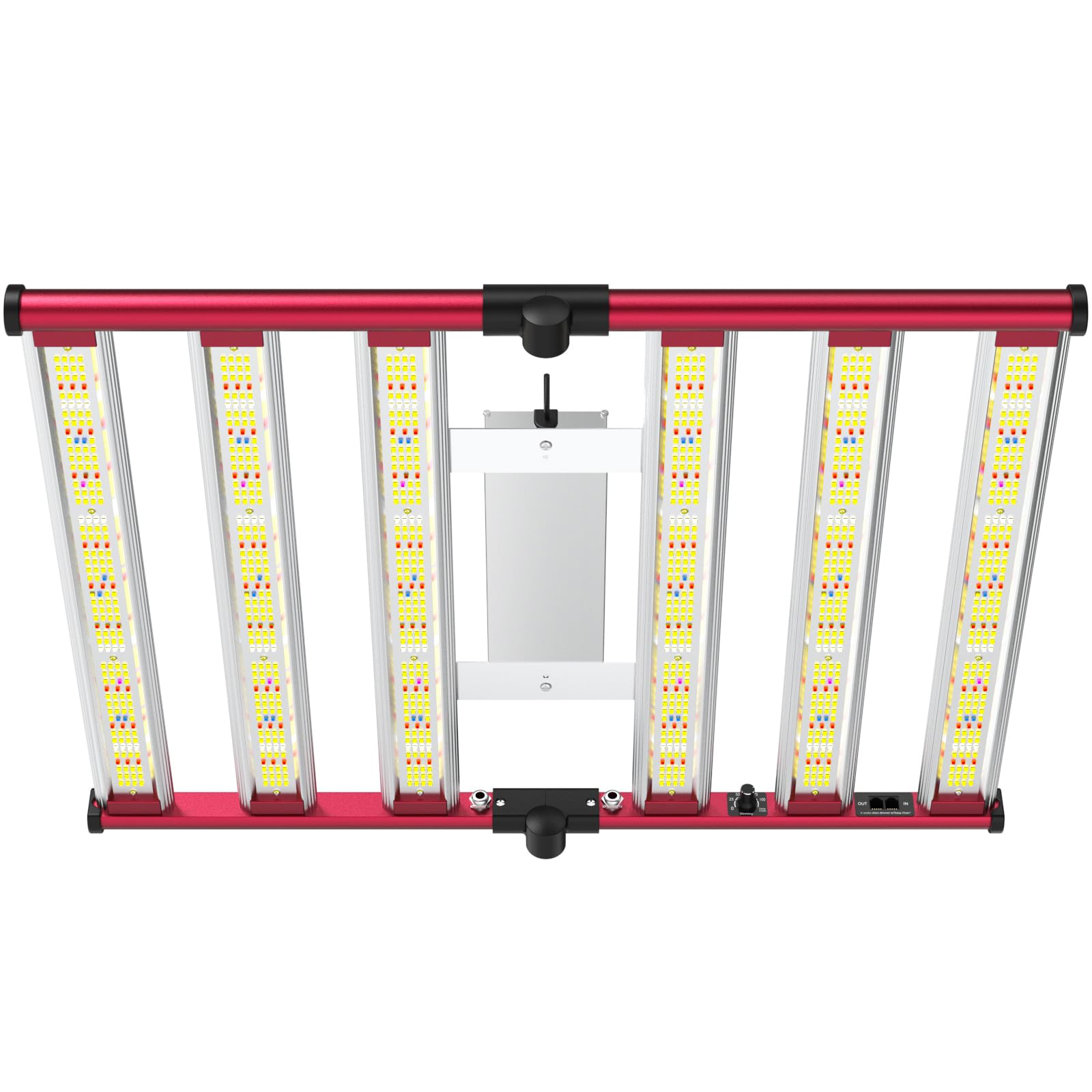 AGLEX front view of grow light showing full bar layout and even illumination benefit