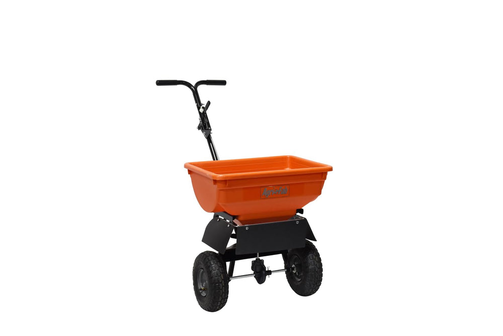 Agri-Fab front view showing push spreader for even coverage