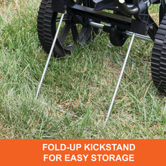 Agri-Fab hopper close-up showing rust-proof poly material for durability