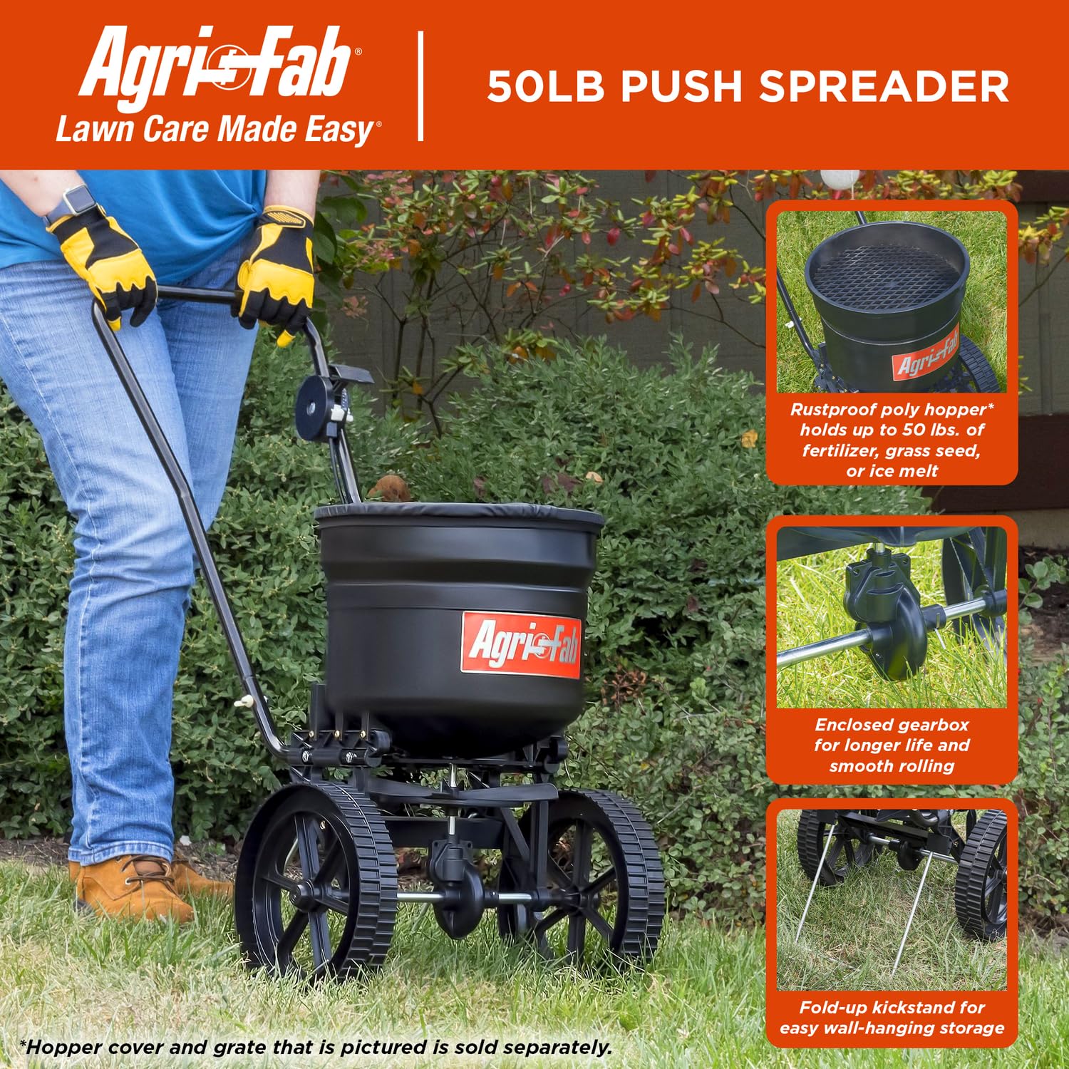 Agri-Fab side deflector detail directing spread to protect borders
