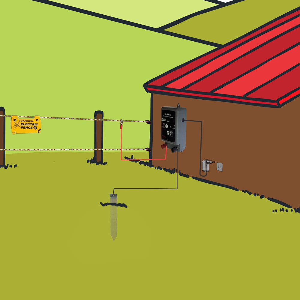 AgriOtter AC adapter plugged into mains for continuous fence power