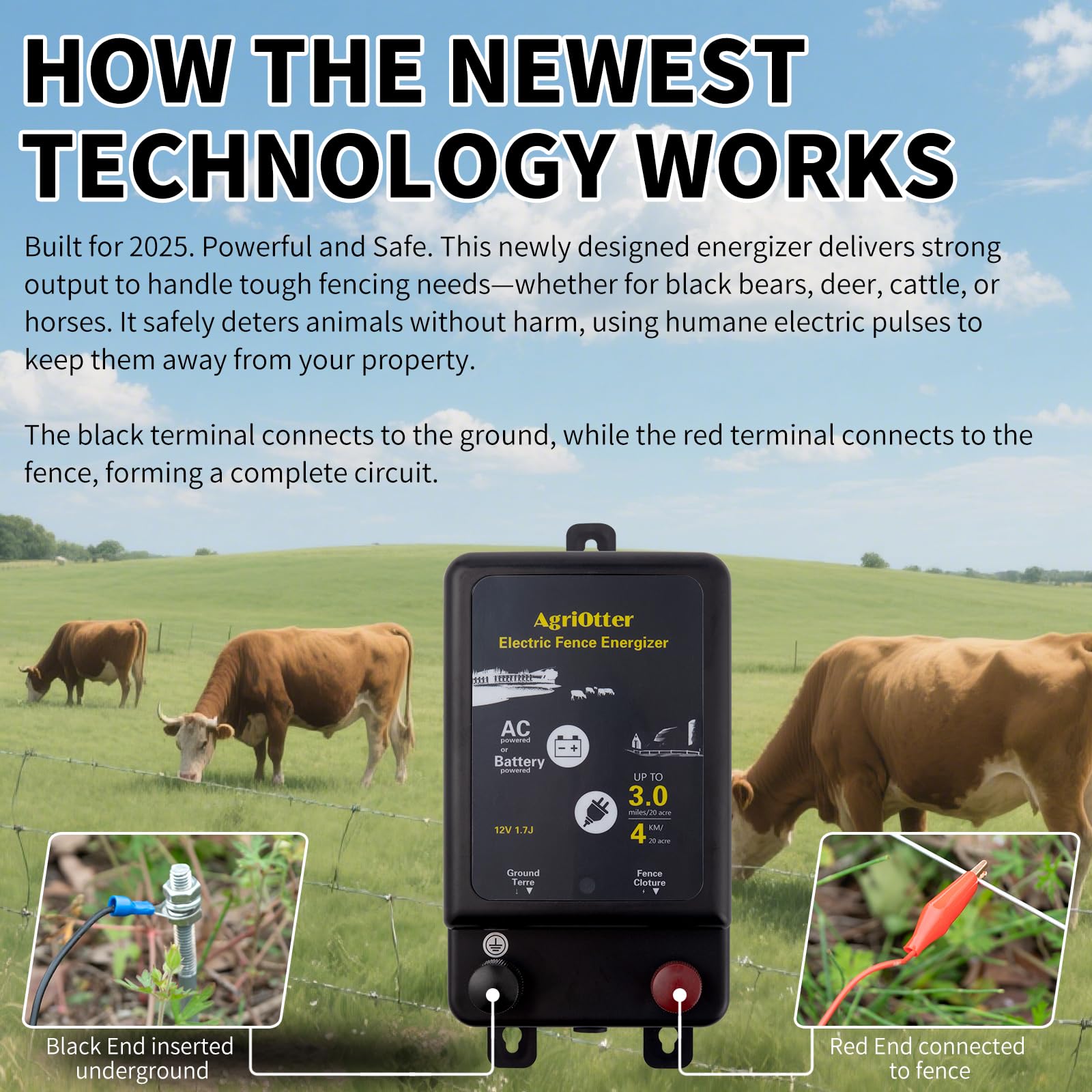 AgriOtter hooked to 12V battery demonstrating backup power capability