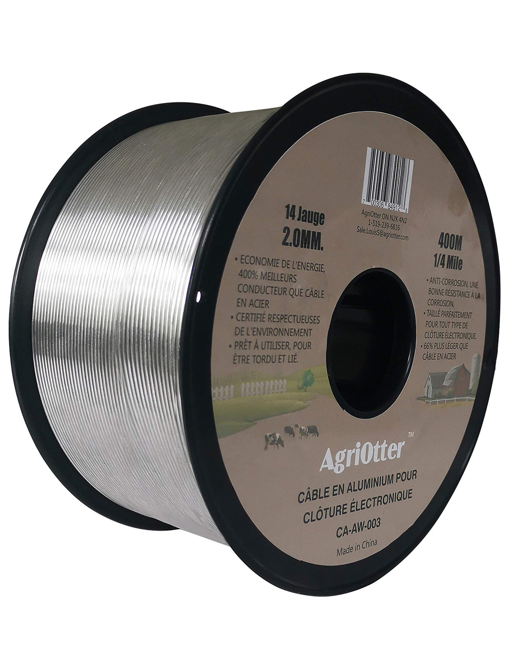 AgriOtter product label and specs visible, confirming gauge and length