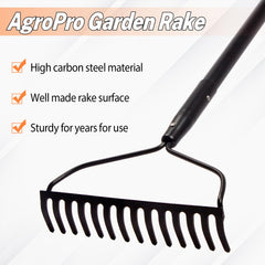 AgroPro close-up of high-carbon steel tines highlighting durable, rust-resistant finish