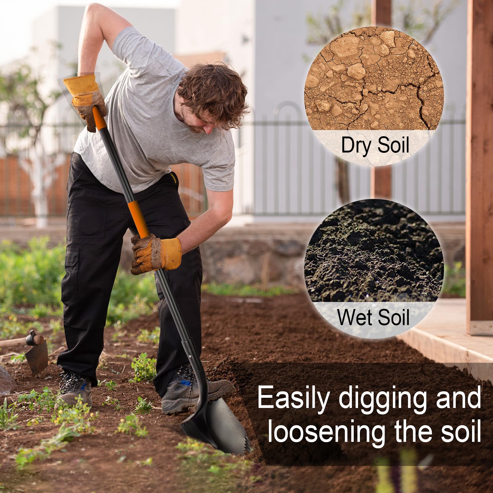 AgroPro fiberglass handle grip emphasizing non-slip comfort during extended use