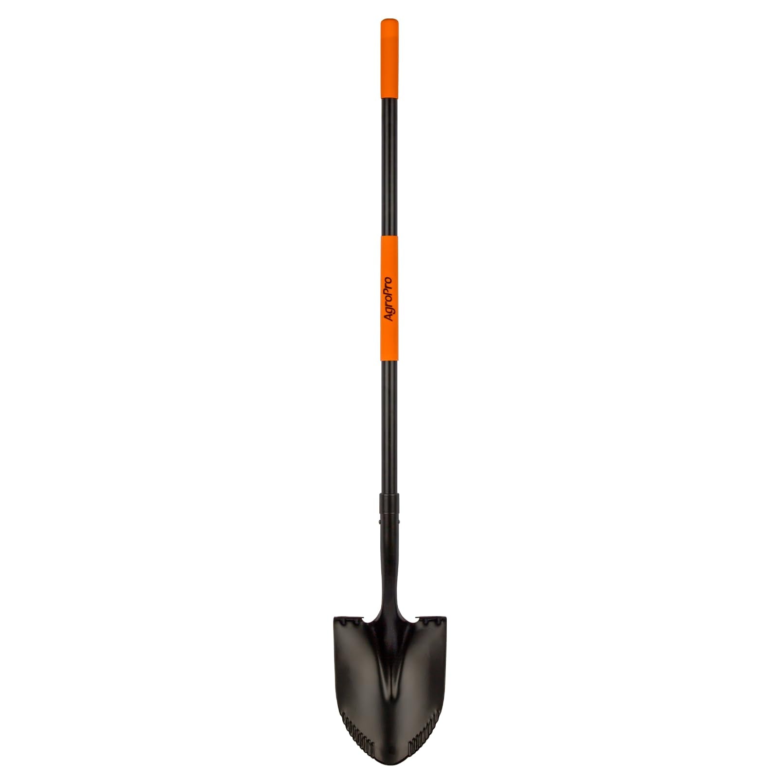 AgroPro shovel front profile showing durable head and overall shape for reliable digging