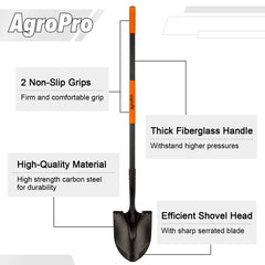 AgroPro serrated blade closeup highlighting sharp edge for easier root cutting