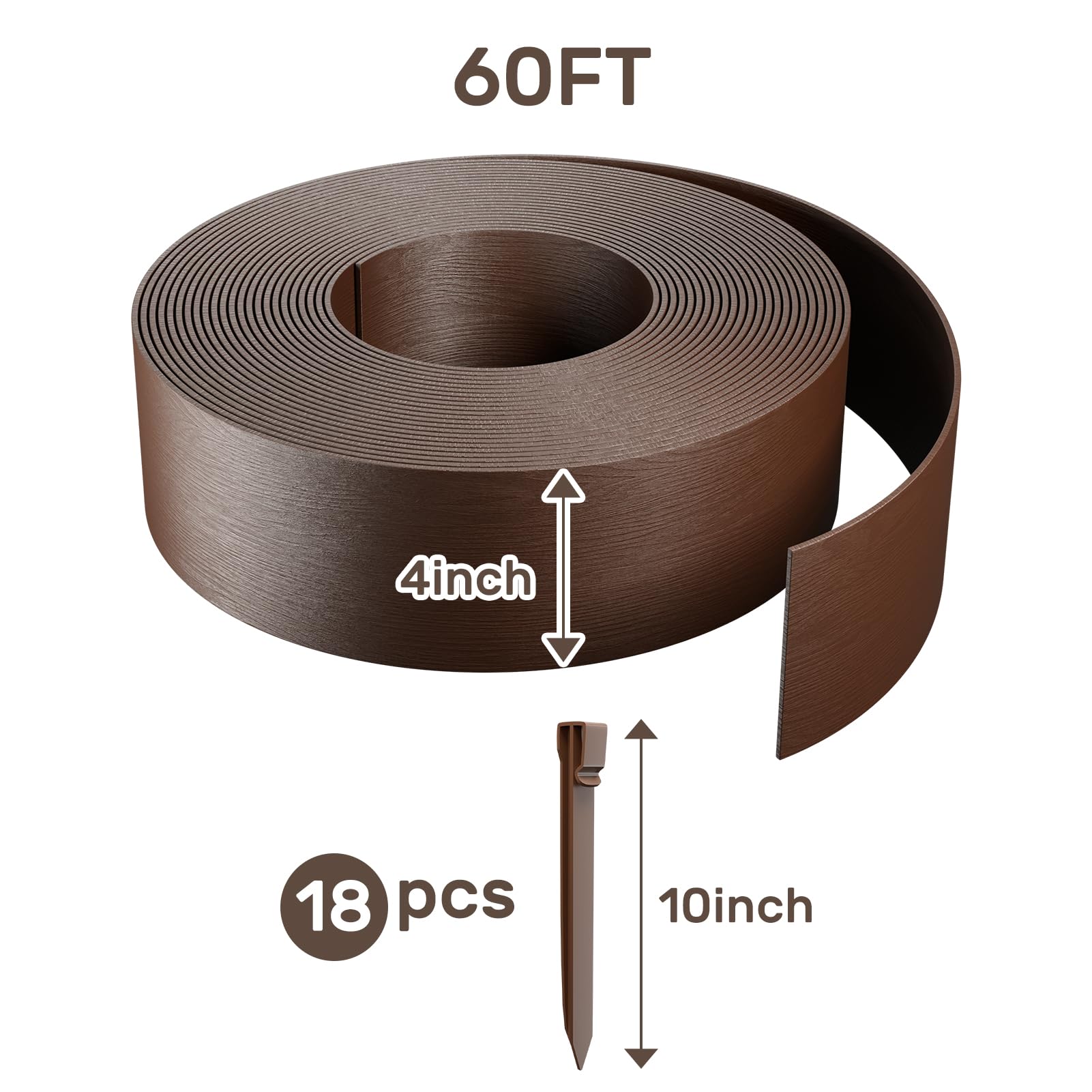 AGTEK close-up of edging profile showing 4-inch height and flexible PE material benefit