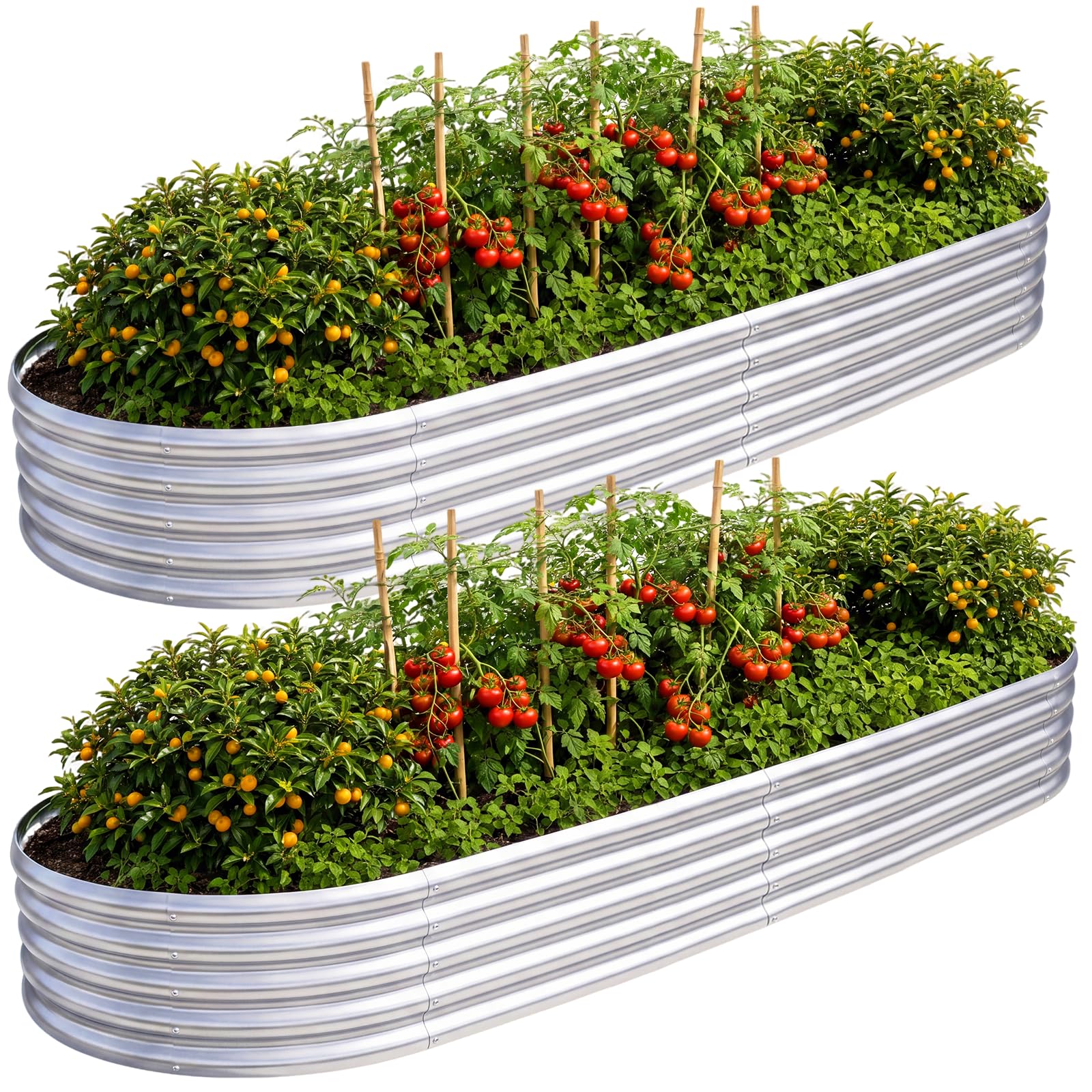 AHEONLAR front view of oval raised garden bed showing sturdy shape and space