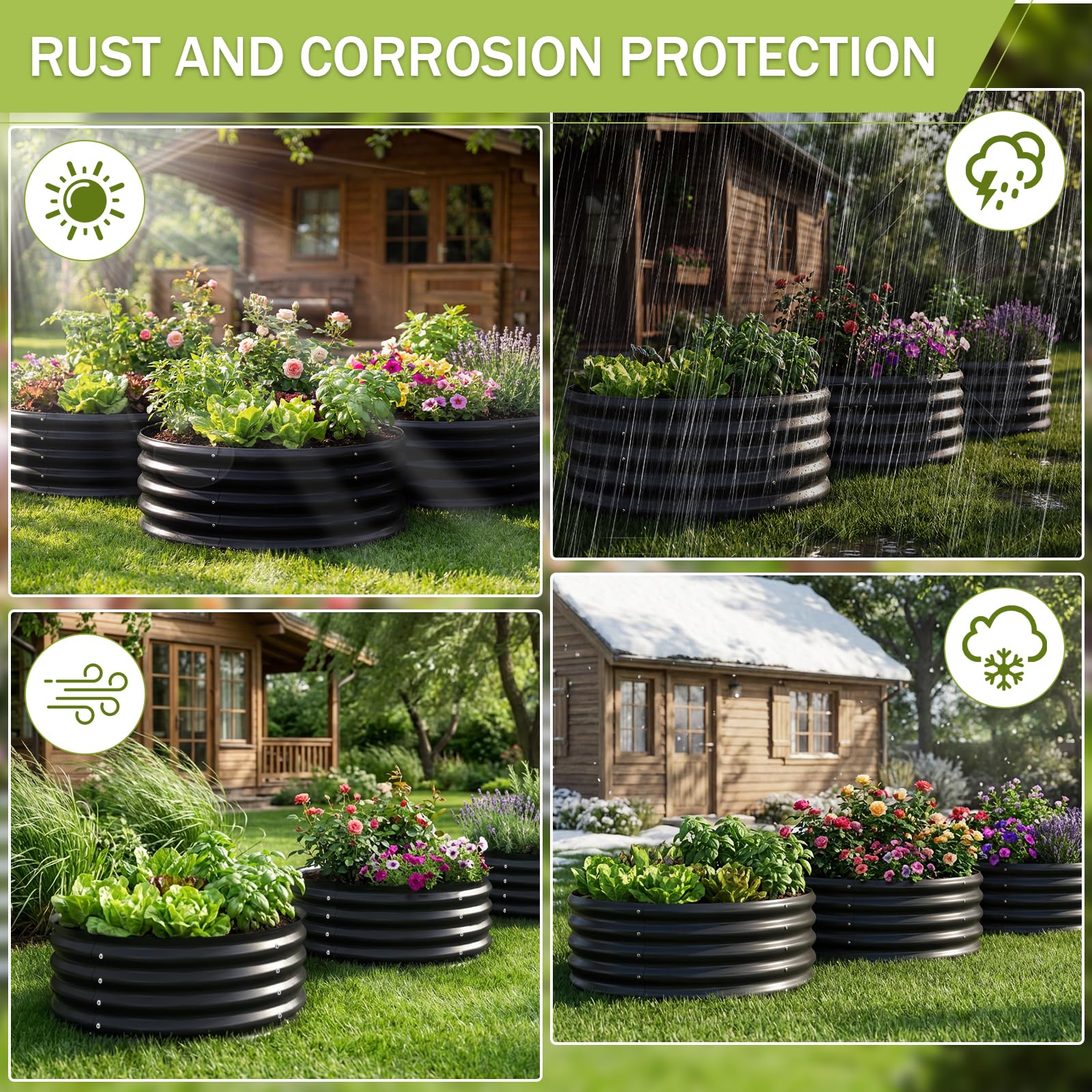 AHEONLAR three-pack planters stacked for compact storage and seasonal convenience