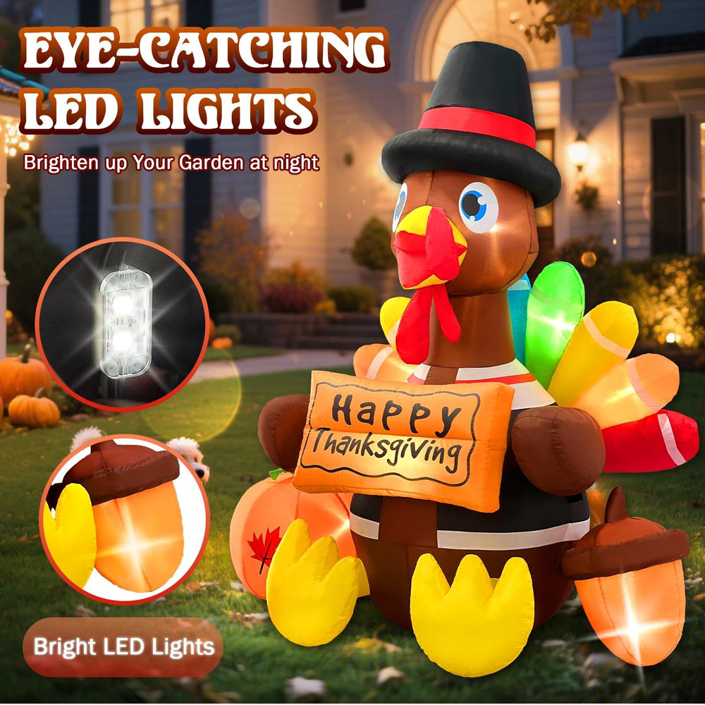 Ahititi turkey on lawn entertaining guests and enhancing holiday photos