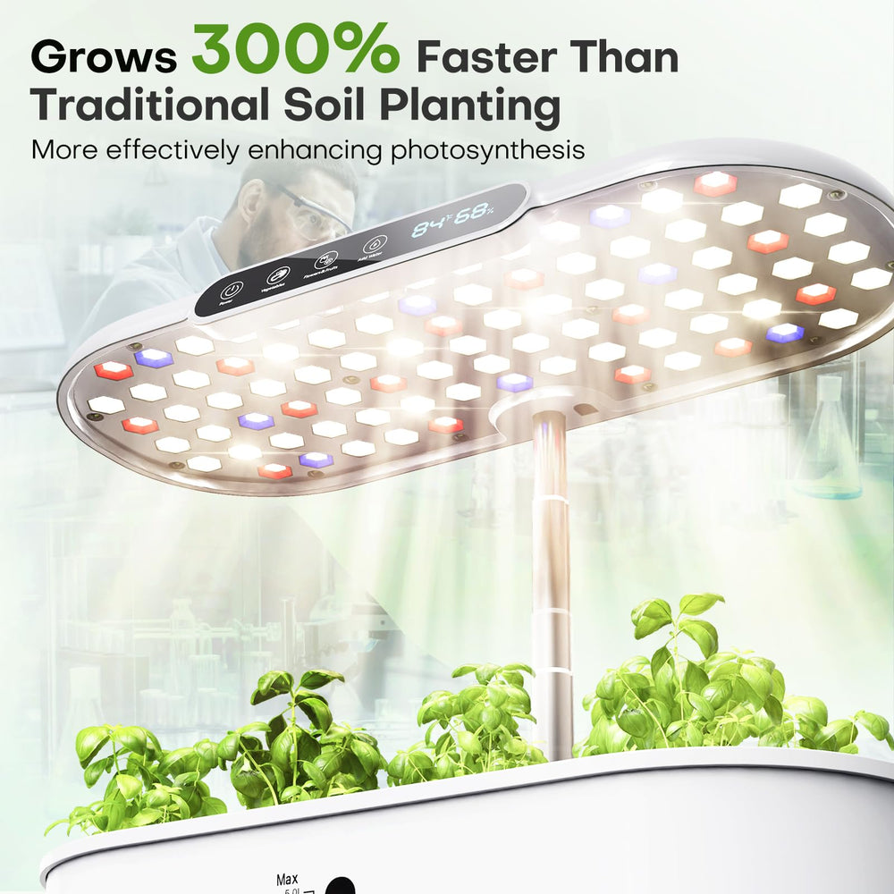 Ahopegarden close-up of full-spectrum LED array improving plant growth