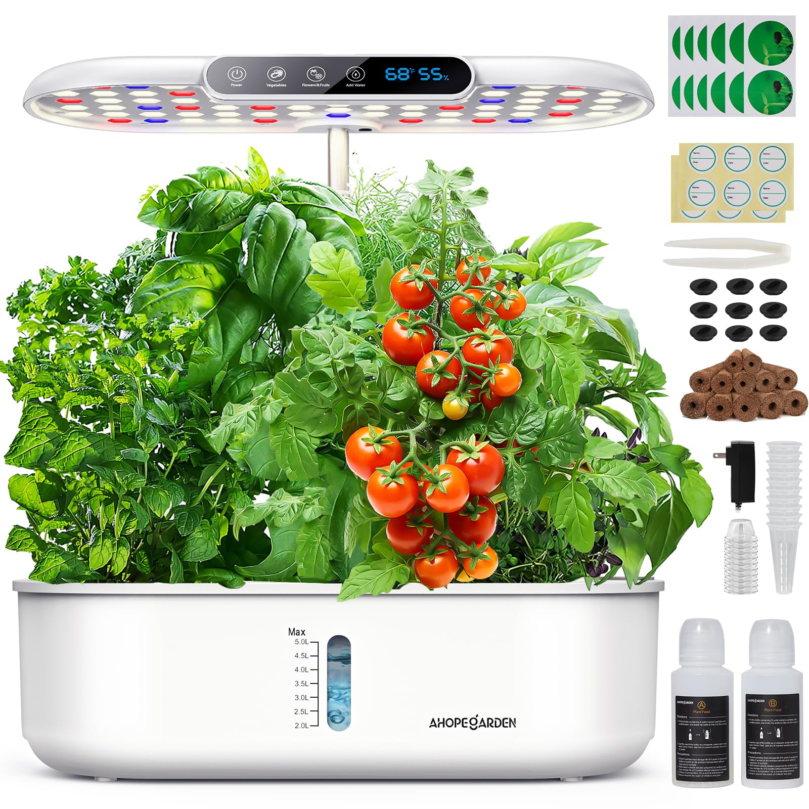 Ahopegarden front view of full unit showing 12 pods and compact design benefit