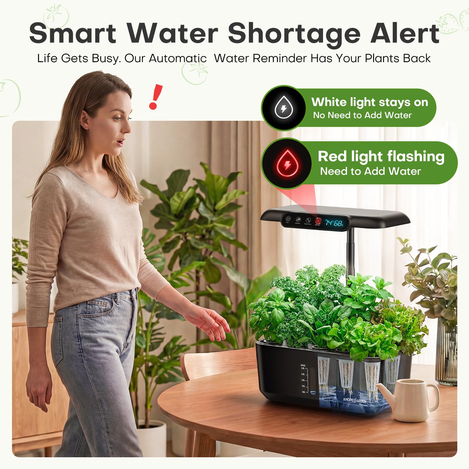 Ahopegarden extendable grow light post demonstrating adjustable height for taller plants
