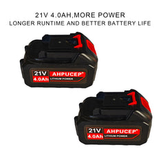 AHPUCEP two 4000mAh batteries and charger for extended runtime