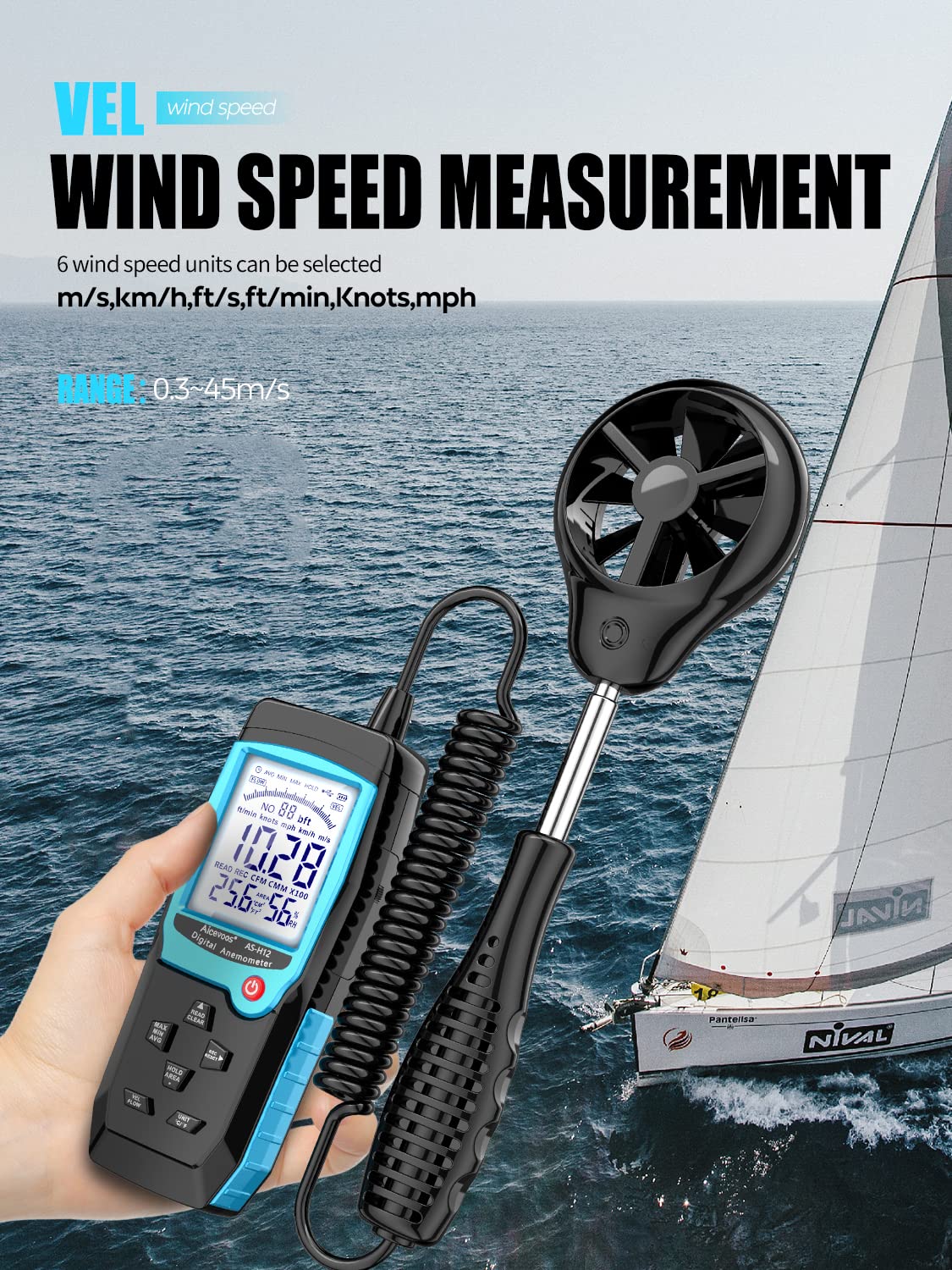 Aicevoos H12 impeller close-up showing durable vane detail for accurate wind capture