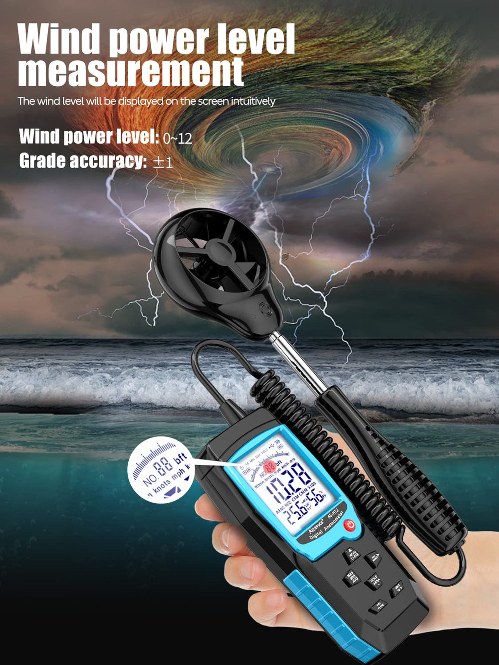 Aicevoos H12 extended sensor cable reaching into tight space for remote sampling benefit